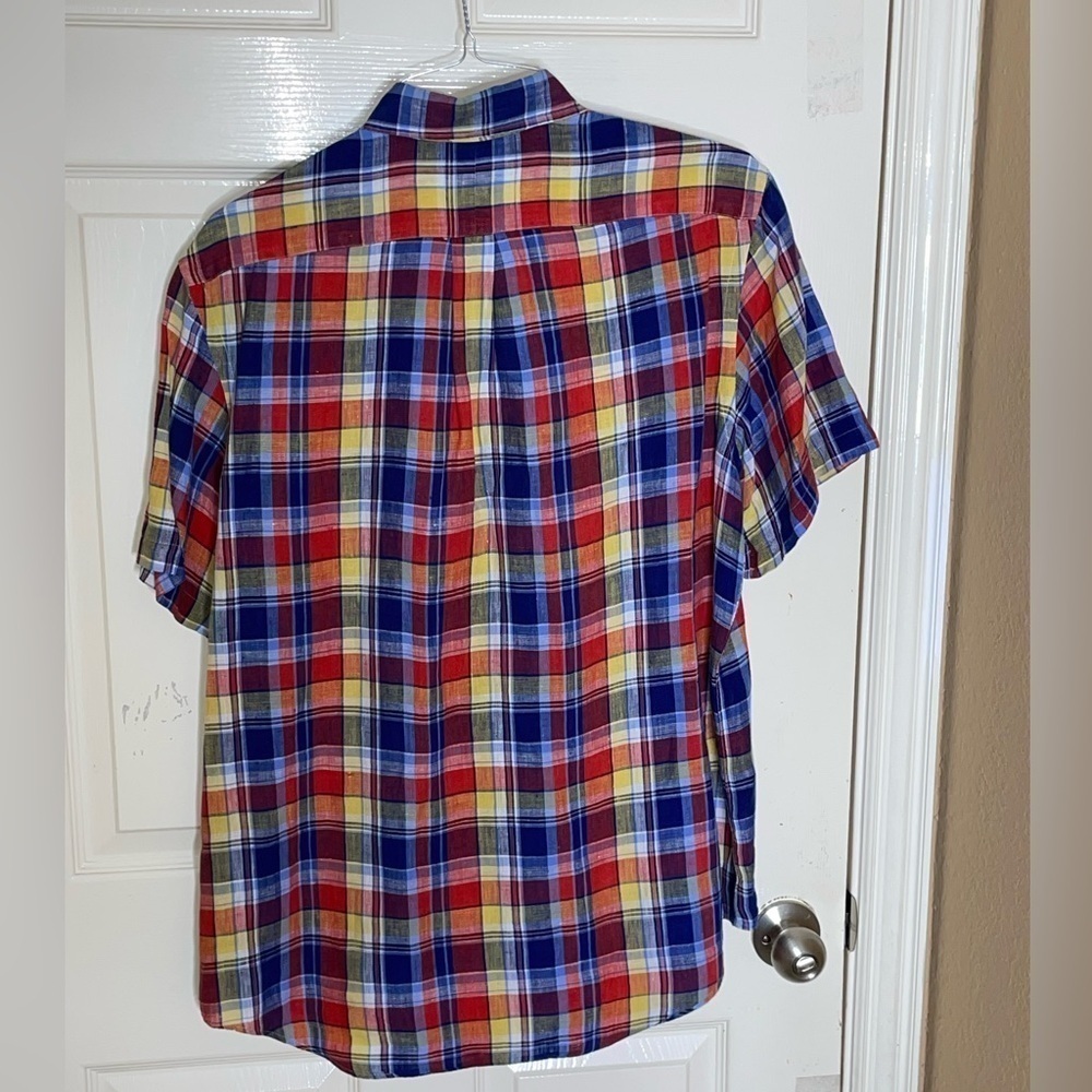 Rare Vintage Plaid Button Down Linen Classic Fit Large - Picture 7 of 10